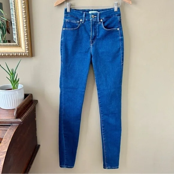 Good American Good Legs Skinny Jeans High Rise Dark Wash Size 2 / 26 - Picture 4 of 9